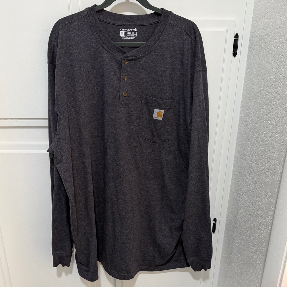 Carhartt Charcoal Long-Sleeve Pocket Henley 2XLTall